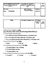 Đề kiểm tra định kì cuối học kì I Khoa học lớp 4 - Năm học 2016-2017 - Trường Tiểu học Pá Mỳ